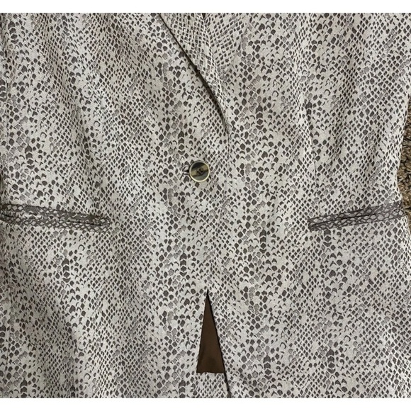 E3 By Etcetera Snake Print Blazer Jacket Size 4 Brown & White Career Wear - Picture 4 of 8
